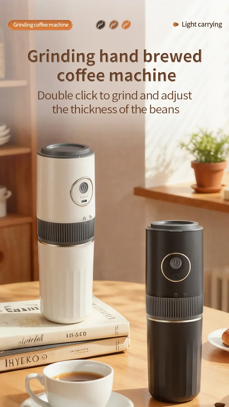 Travel-Friendly All-in-One Coffee Maker - Built-in Grinder, Handheld 