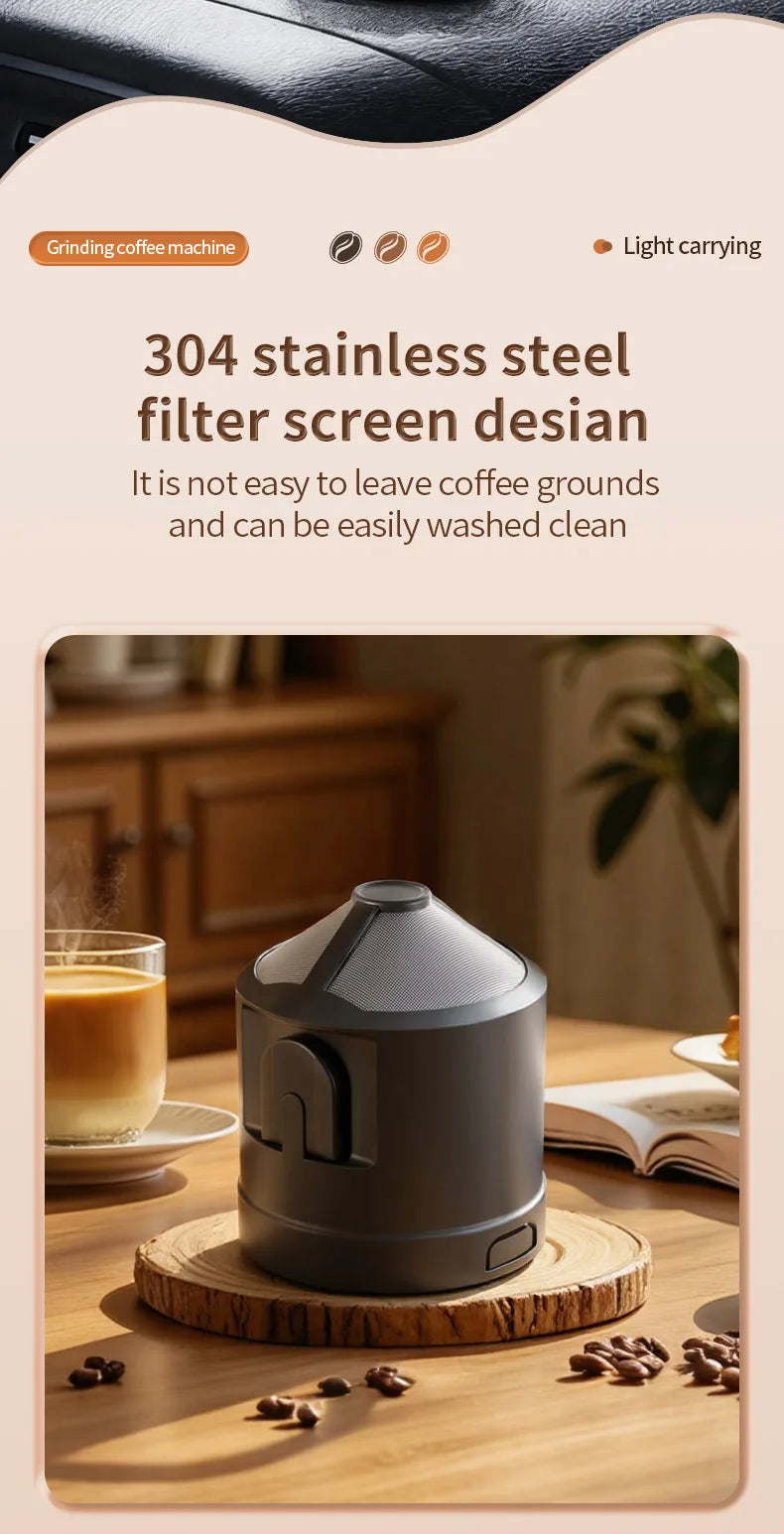 Travel-Friendly All-in-One Coffee Maker - Built-in Grinder, Handheld 