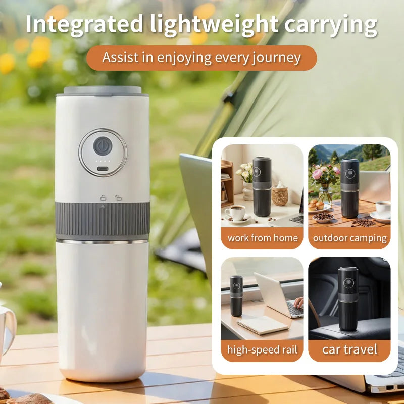 Travel-Friendly All-in-One Coffee Maker - Built-in Grinder, Handheld 