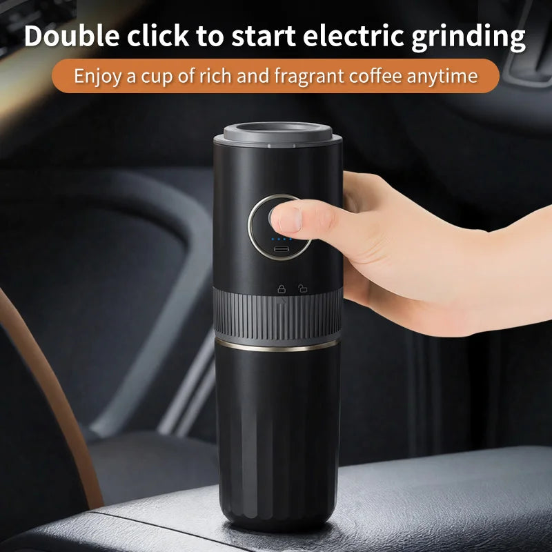 Travel-Friendly All-in-One Coffee Maker - Built-in Grinder, Handheld 
