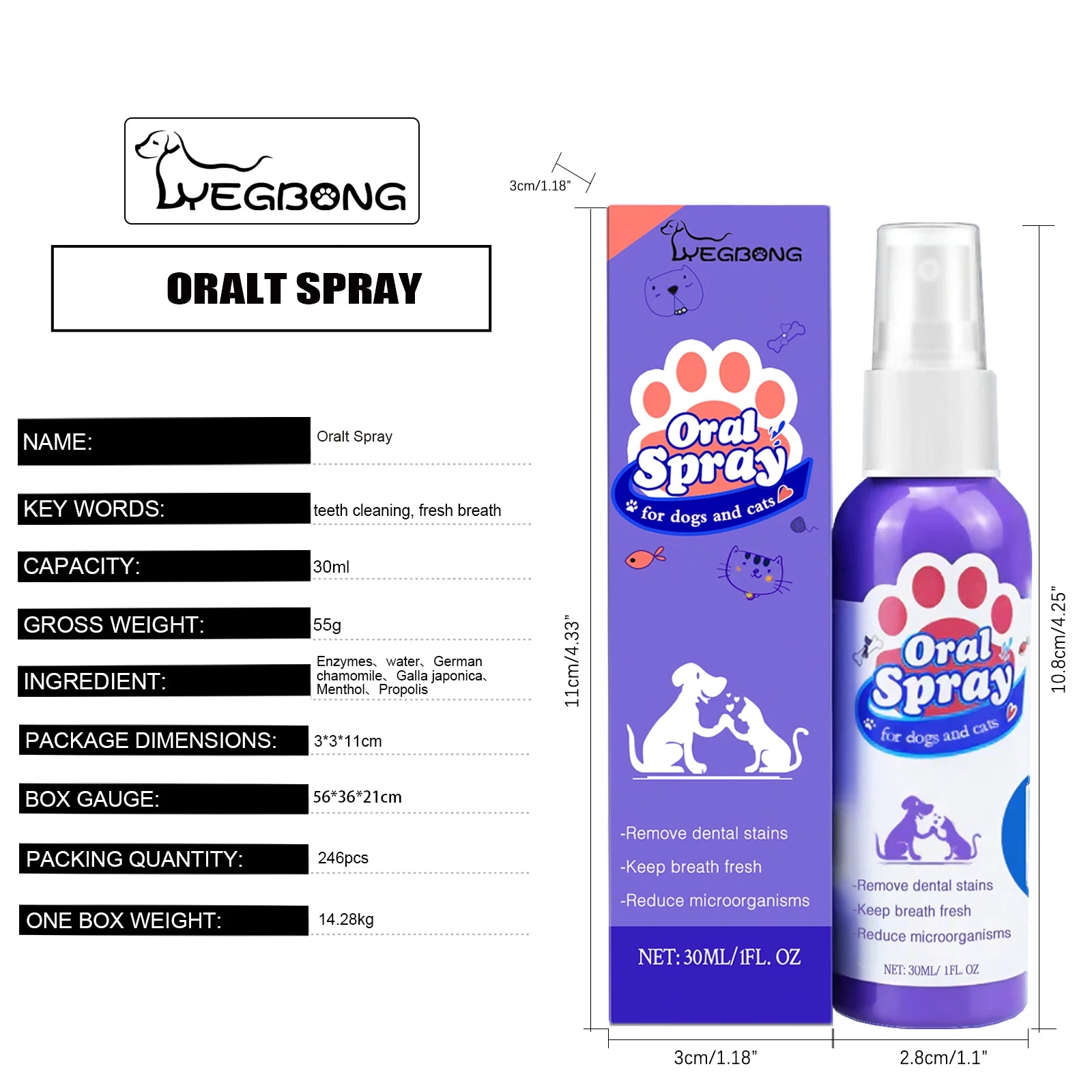 Pet Dental Spray for Dogs and Cats 