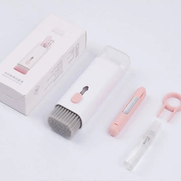 7 in 1 Computer Keyboard Cleaner Brush Kit Screen Cleaning Multifunctional Headset Case Cleaning Tools Spray Bottle Clearing Ash