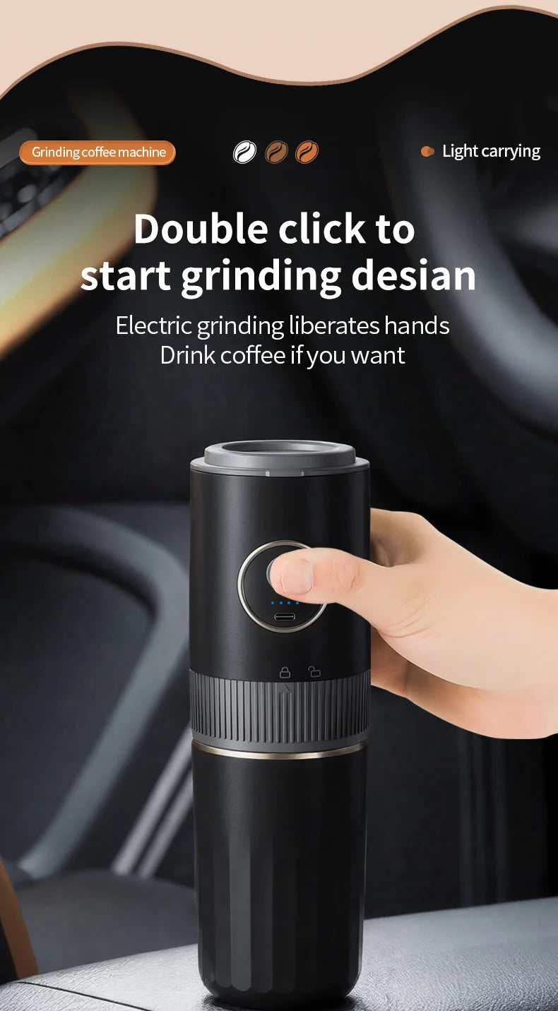 Travel-Friendly All-in-One Coffee Maker - Built-in Grinder, Handheld 