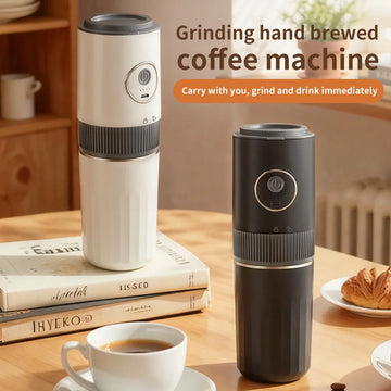 Travel-Friendly All-in-One Coffee Maker - Built-in Grinder, Handheld 
